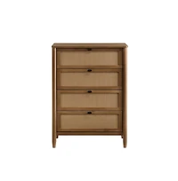 Roundhill Furniture Vichy Wood and Rattan 5-Drawer Chest
