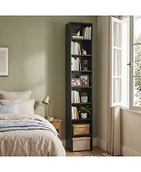 Sugift 8-Tier Narrow Bookshelf with 4 Adjustable Shelves and Storage Cubes