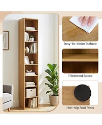 Gymax 71 Inches Tall Narrow Bookshelf 8-Tier Slim Bookcase w/ 4 Adjustable Shelves