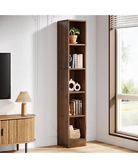 Tribesigns 70.9-Inch Tall Solid Wood Bookshelf, 5-Tier Narrow Bookcase, Freestanding Display Shelves for Living Room Bedroom