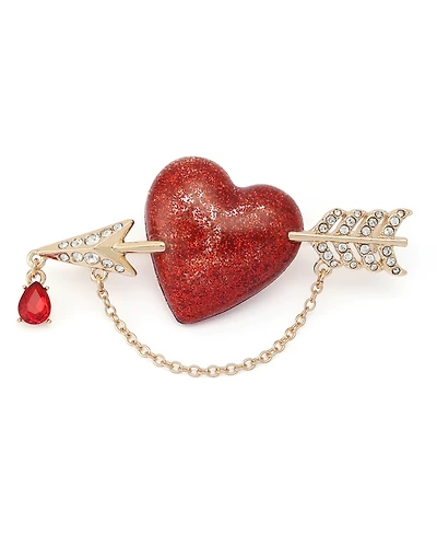 Betsey Johnson Faux-Stone Pave Heart Arrow Brooch
