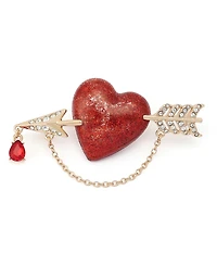 Betsey Johnson Faux-Stone Pave Heart Arrow Brooch
