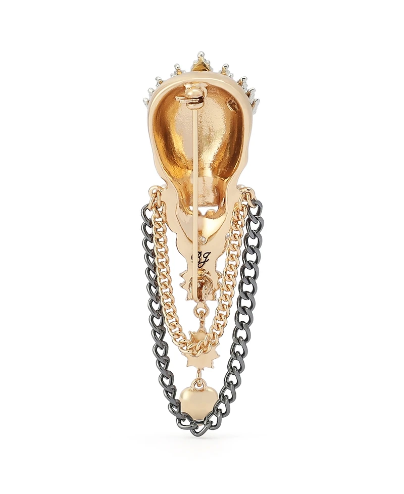 Betsey Johnson Faux-Stone Queen Skull Brooch