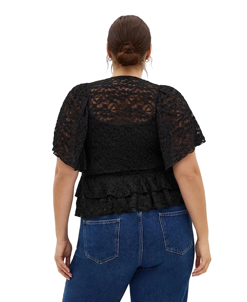 City Chic Plus Lily Dressy Lace Top