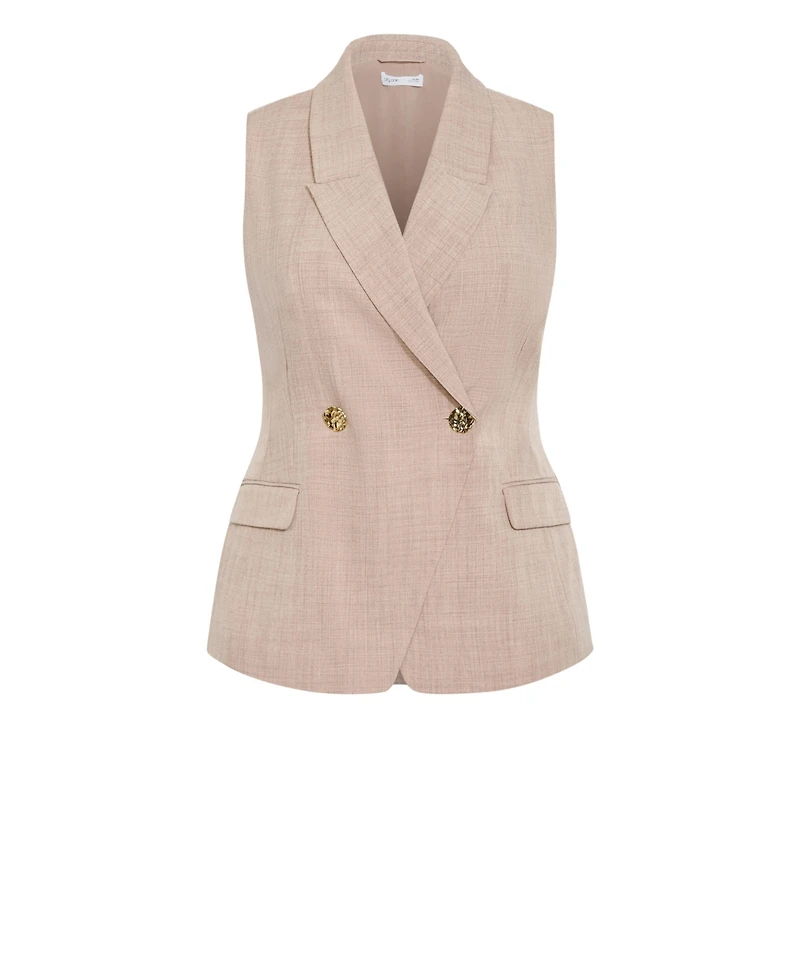 City Chic Plus Luci Tailored Sleeveless Collared Vest
