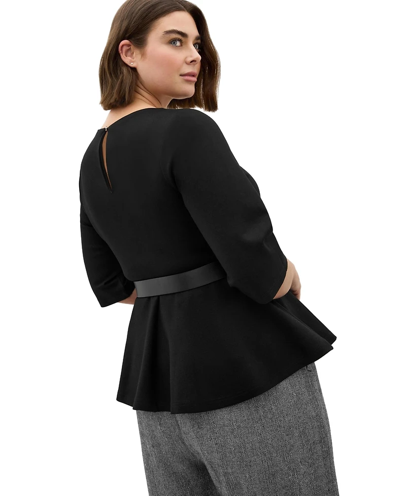 City Chic Women's Paige Belted Peplum Top