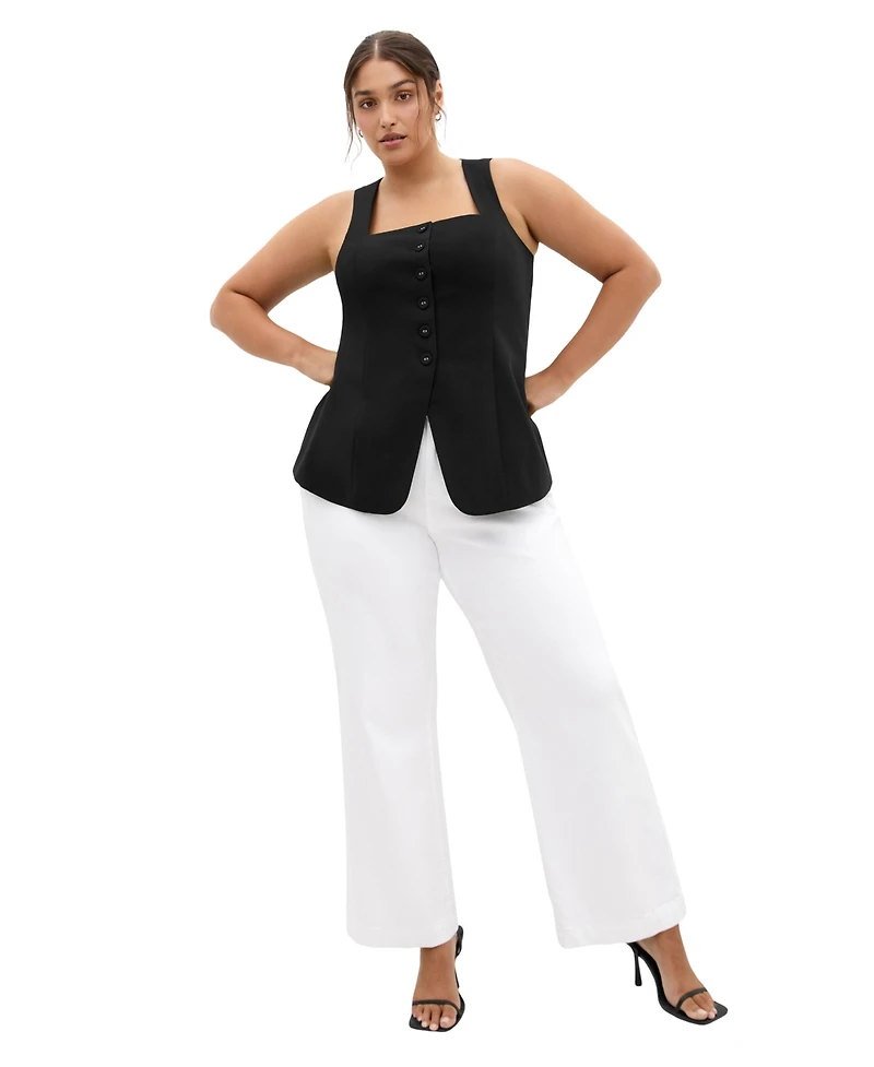 City Chic Plus Jaz Square-Neckline Sleeveless Vest