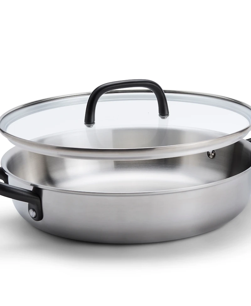 Zwilling Milano 4-Quart Tri-Ply Stainless Steel Covered Saute Pan with Glass Lid