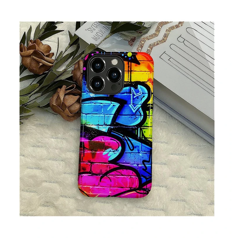 Lisen Graffiti Dreams Dual-Layer Raised Camera Ring Phone Case Compatible Apple iPhone 15 Pro Max