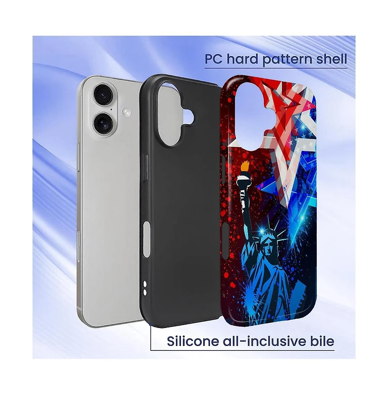 Lisen 2-Layer Durable Phone Case Compatible with Apple iPhone 17, Liberty After Dark