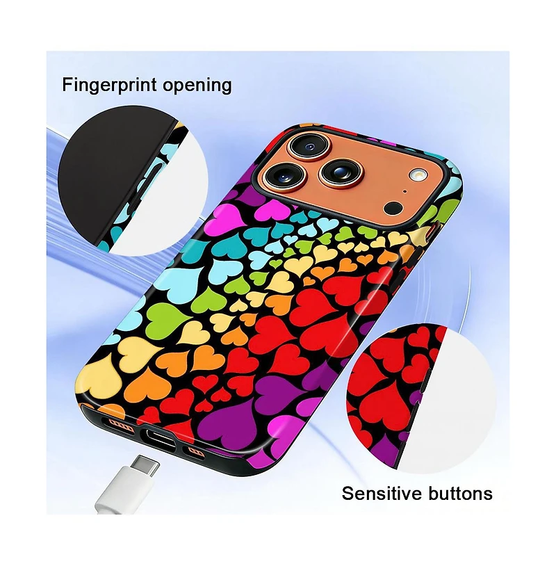 Lisen Rainbow Heart Flow Dual-Layer Phone Case Compatible with Apple iPhone 17 Pro