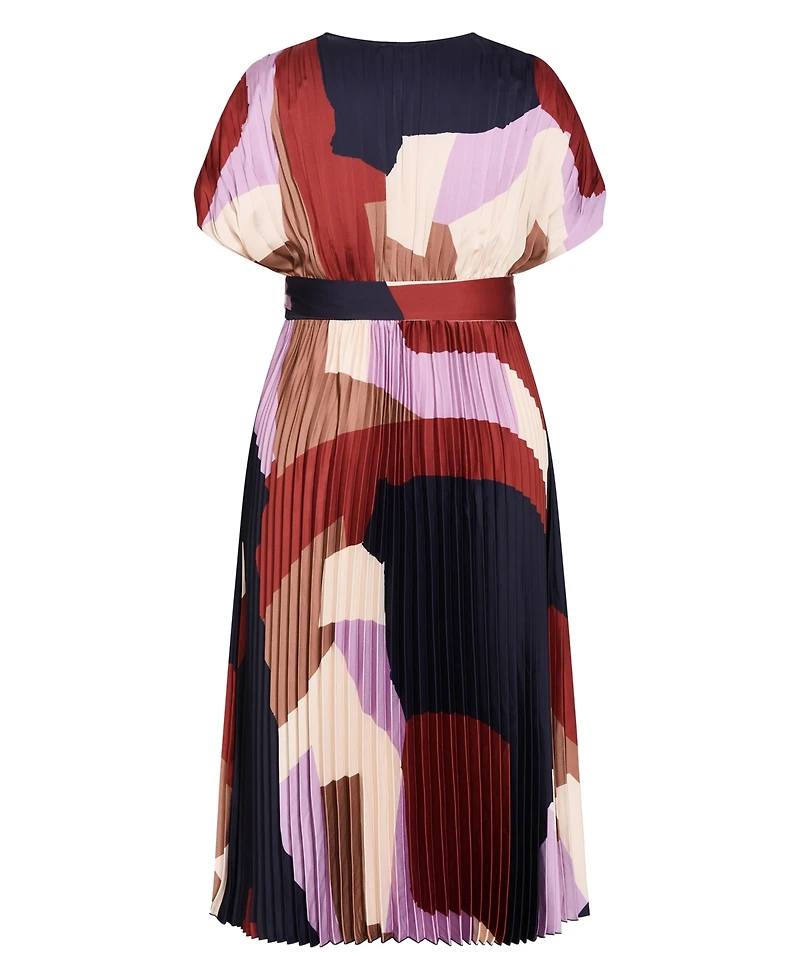 City Chic Women's Print Pleat Midi Dress