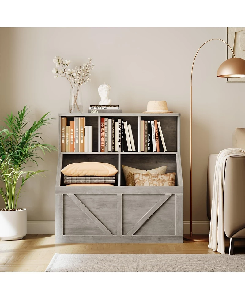 2 Set of Kids Bookshelf and Toy Storage Organizer, Nursery and Playroom, Children s Bookcase with Cabinet, Versatile for Home, School and Daycare Use