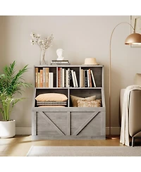 2 Set of Kids Bookshelf and Toy Storage Organizer, Nursery and Playroom, Children s Bookcase with Cabinet, Versatile for Home, School and Daycare Use