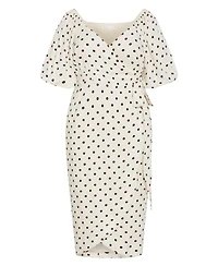 City Chic Plus Claudine Wrap Spot-Print Balloon-Sleeve Midi Dress