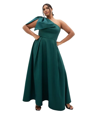 City Chic Plus Captivate One Shoulder Maxi Dress