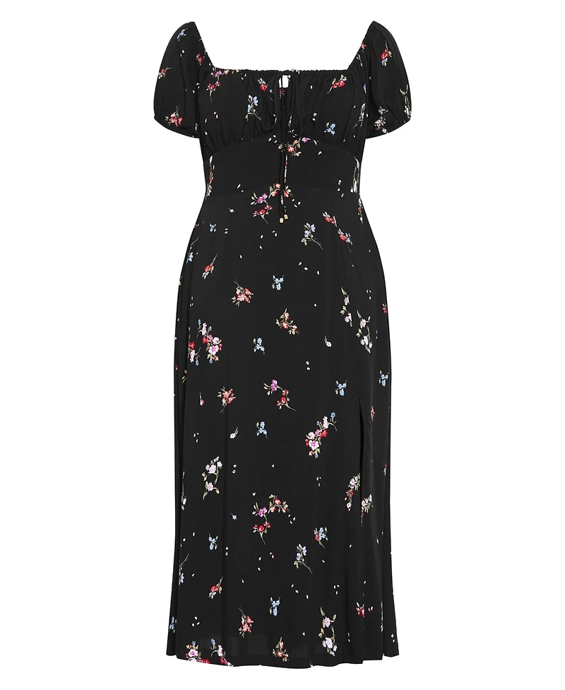 City Chic Women's Plus Size Abbie Short Sleeve Petal Print Midi Dress