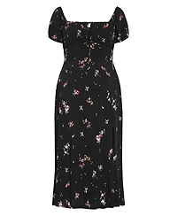City Chic Women's Plus Size Abbie Short Sleeve Petal Print Midi Dress