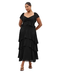 City Chic Women's Sienna V-Neck Ruffle-Tiered Maxi Dress