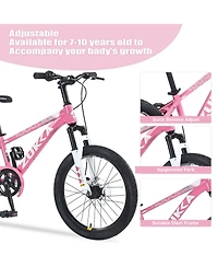 ECHTPeak 20 Inch Kids Mountain Bike, with Dual Disc Brakes, for Boys Girls Ages 7-10 Years, Steel Frame, Adjustable Seat and Handlebar