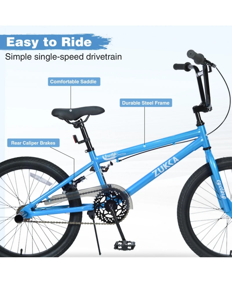 ECHTPeak 20 Inch Single Speed Freestyle Kids Mountain Bike for Boys Girls Aged 7+ Years