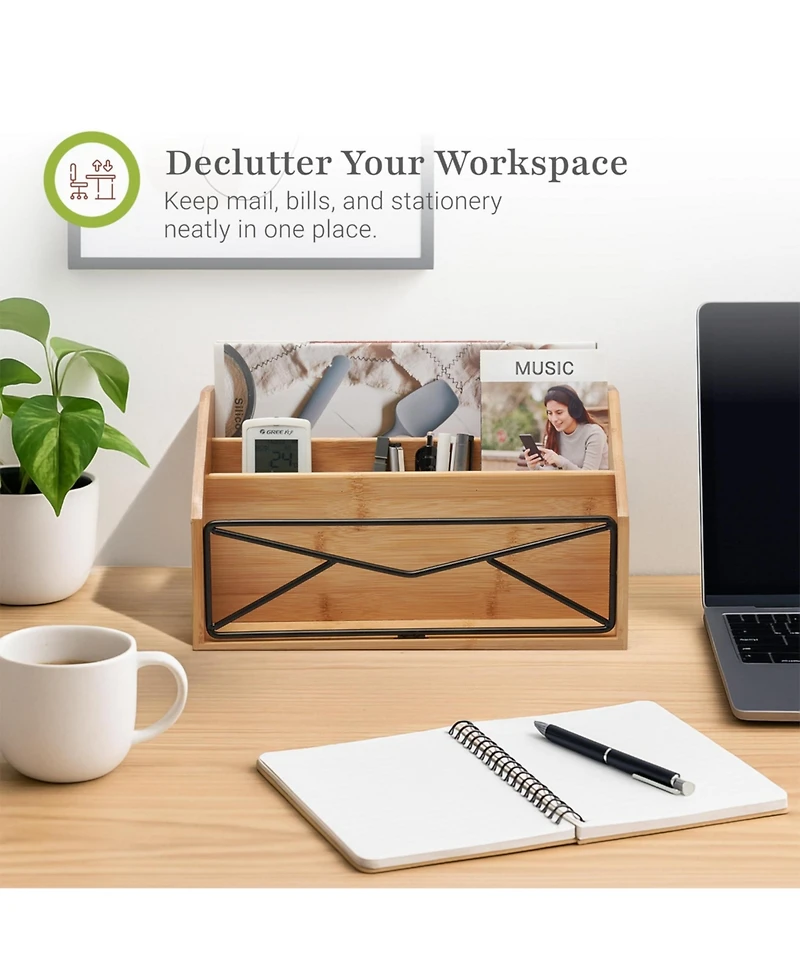 Danrong Ready to Use Desktop Mail File Organizer for Home Office Countertops
