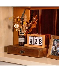 Danrong Solid Wood Desktop Drawer Organizer Multi Purpose Office Storage Box