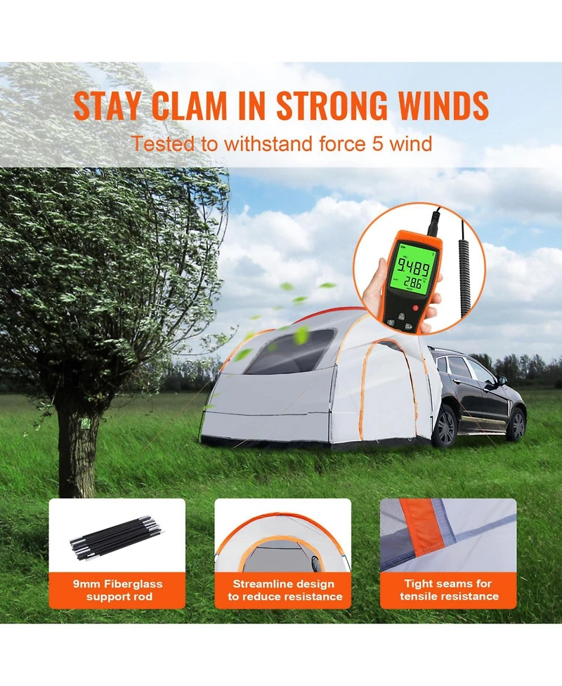 ECHTPeak Suv Camping Tent, 8'-8' Suv Tent Attachment for Camping, with Rain Layer and Carry Bag, PU2000mm Double Layer Truck Tent, for 6-8 Person