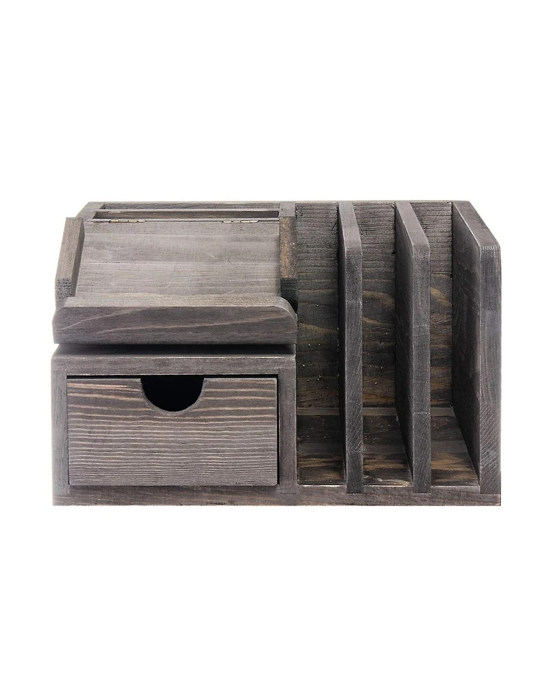 Danrong Rustic Wood Desk Organizer With Drawer Office Storage Sorter