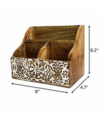 Danrong Wooden 2 Tier Farmhouse Desk Organizer For Office Home Stationery Supplies