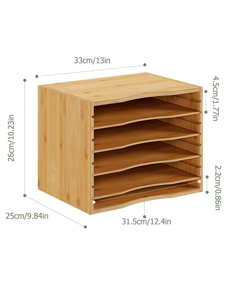 Danrong 5 Tier Desktop Organizer Adjustable Shelves Paper Mail File Holder For Home Office School