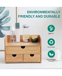 Danrong 3 Drawer Desk Organizer With Open Shelf Makeup Storage Tabletop For Home Office Bathroom