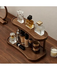Danrong 2 Tier Wooden Desktop Organizer Storage Display Stand for Cosmetics Perfume Mugs