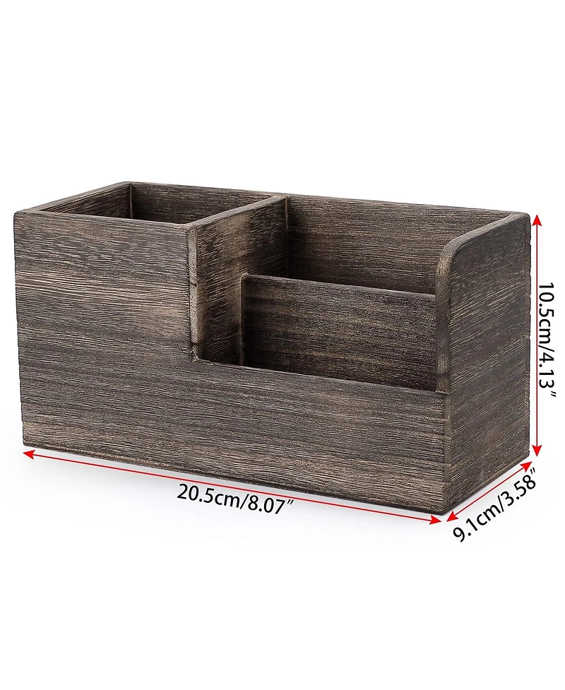 Danrong Retro Wood Desk Organizer Multi Compartment Stationery Storage Holder