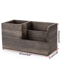 Danrong Retro Wood Desk Organizer Multi Compartment Stationery Storage Holder