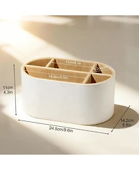 Danrong Pu Leather Oval Desk Organizer Multifunctional Storage For Office And Home