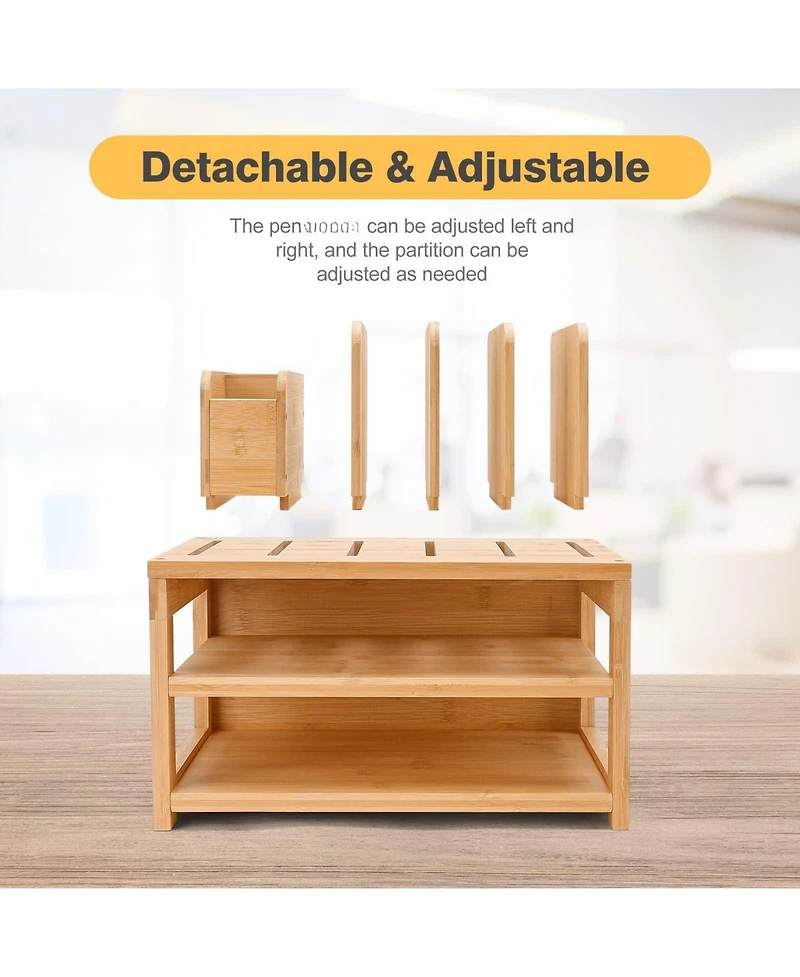 Danrong Desk Organizer With File Holder Adjustable Pen Compartments Storage