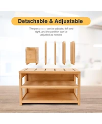 Danrong Desk Organizer With File Holder Adjustable Pen Compartments Storage