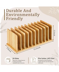 Danrong Wooden Desktop File Organizer 10 Slot Vertical Mail Paper Holder