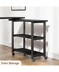 homfan 360degree(s) Rotating Sofa Side Table – Charging Station, 2-Tier, Storage Pocket, 6 Casters Movable
