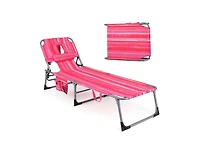 Boyel Living Folding Beach Lounge Chair with Pillow for Outdoor