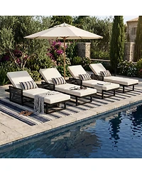 Asagikoiai 5-Position Adjustable Outdoor Chaise Lounge with 3-Fold Cushion for Pool or Backyard