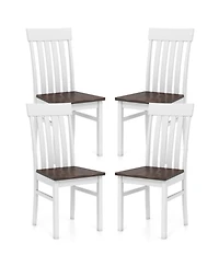 Gymax Dining Chairs Set of 4 with latted High Backrests Concave Seats Rubber Wood Legs