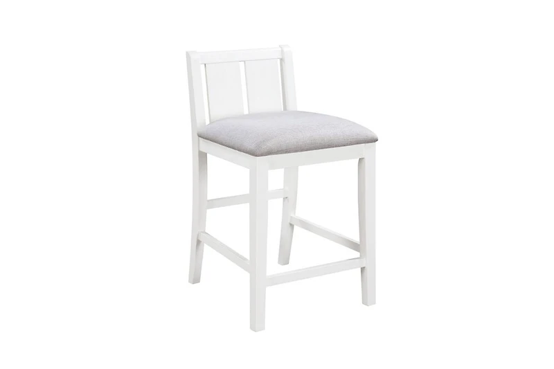 Flynama3-Piece Counter Height Dining Set, 36 Inch Table with Shelves, Usb Port and 2 Cream Fabric Chairs