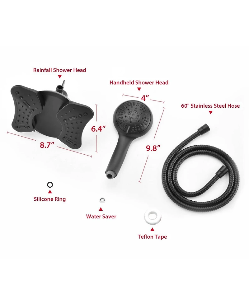 Cyqbd Shower Head Handheld 2 1 Rainfall 9 Modes Hose 2.5 Gpm