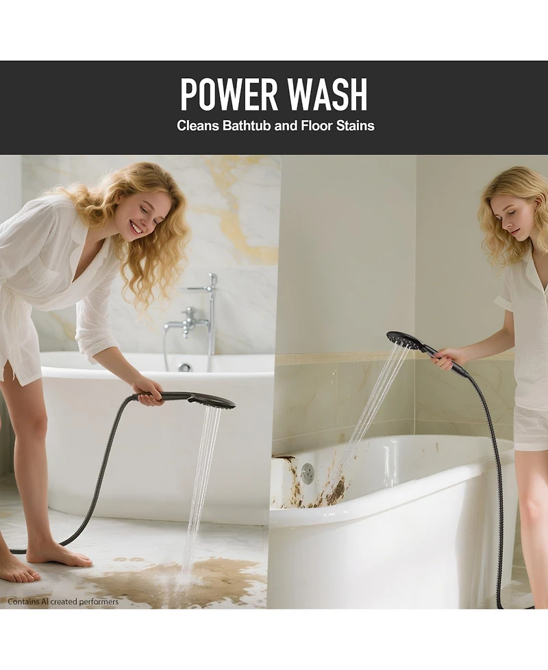 Cyqbd 10" Rain Shower Head With Handheld 5 Spray Modes Dual Heads