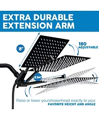 Cyqbd 8" Shower Head Rain Handheld Spray Extension Arm Flow Regulator