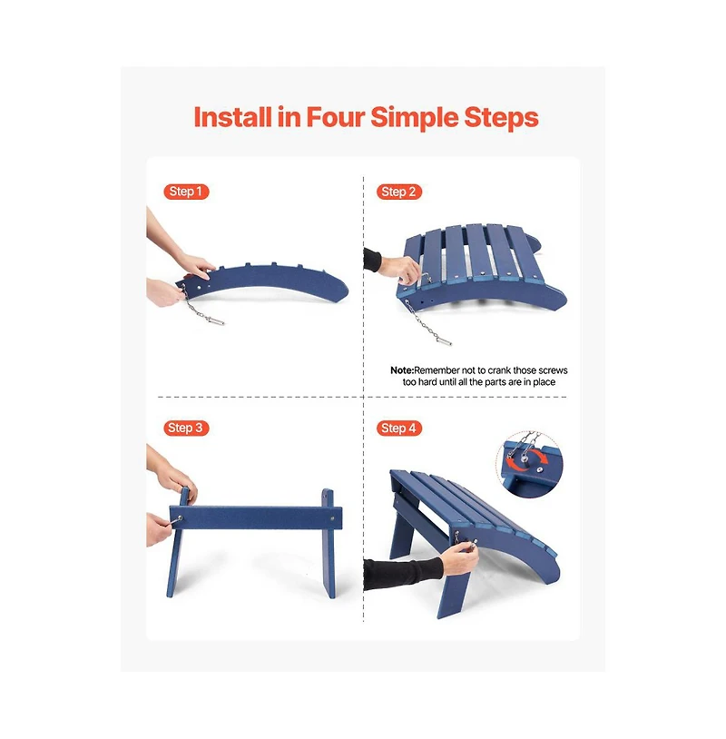 Slickblue Folding Adirondack Ottoman Footrest for Outdoor Chairs