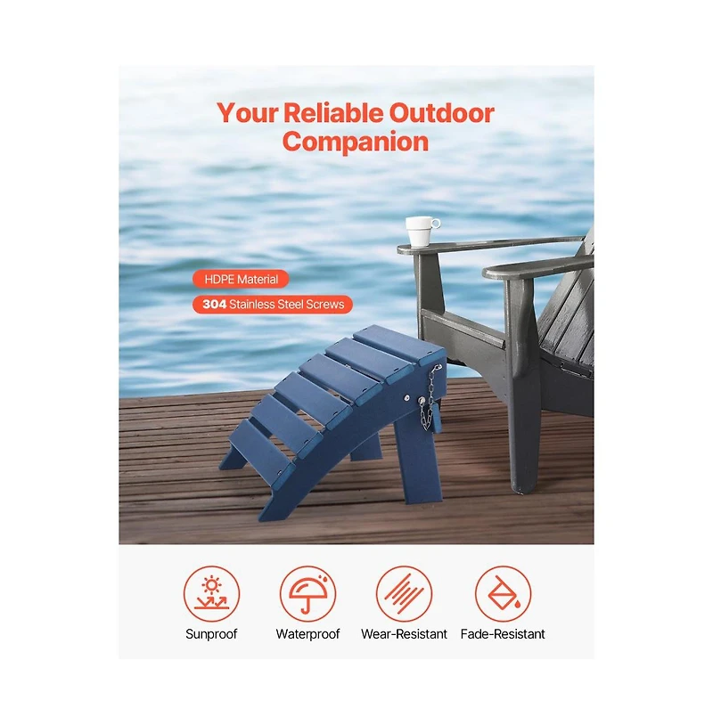 Slickblue Folding Adirondack Ottoman Footrest for Outdoor Chairs