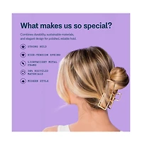 Gimme Beauty Gold Rush Claw Clip Metal, Rectangle Clip for Long, Thick and Curly Hair Comfortable and Fashionable
